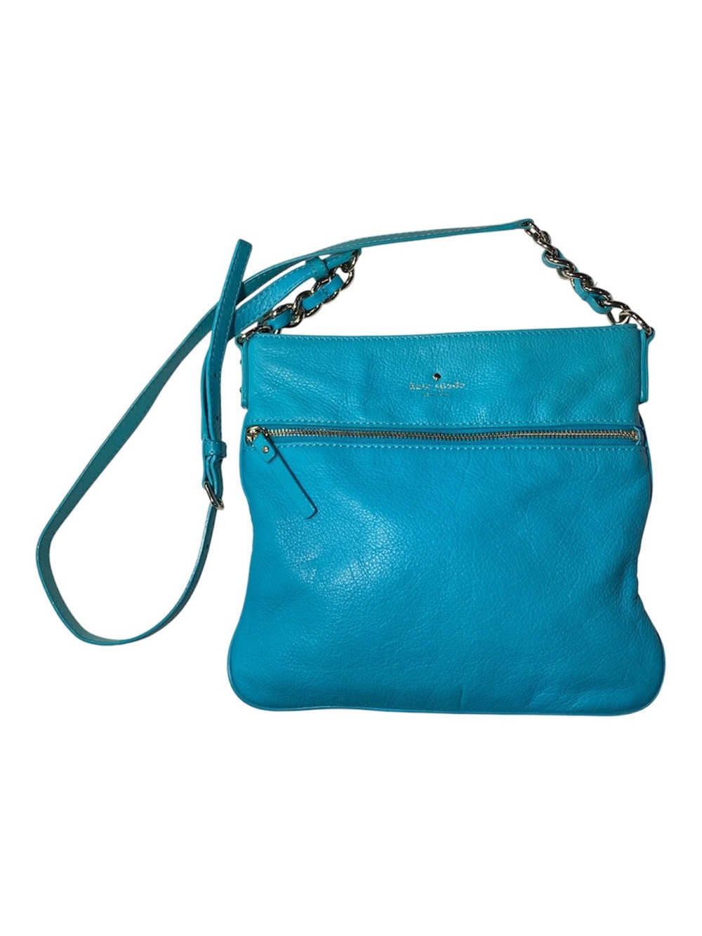 Kate Spade Jackson Crossbody Turquoise Pebbled Leather Silver Hardware Summer